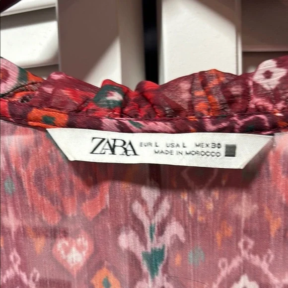 Zara Red V-Neck Bishop Sleeve Sundress - Picture 2 of 6